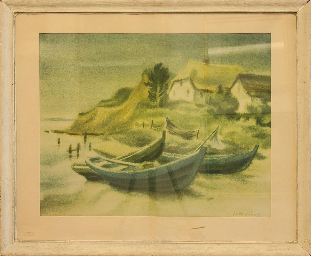 PAUL SINKWITZ. Fischerboote am Strand.