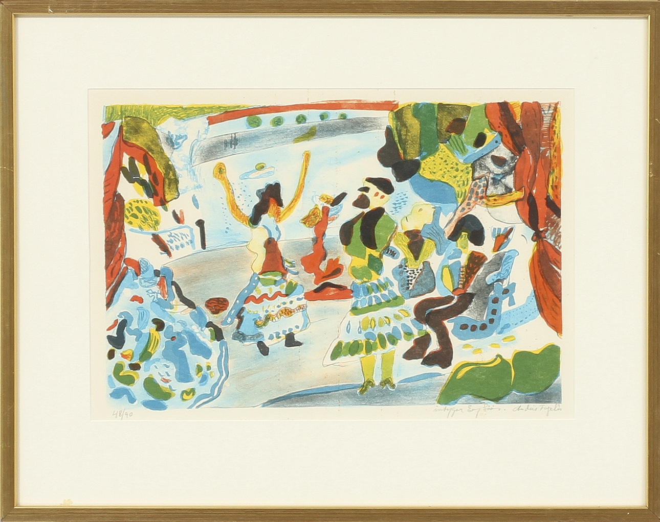 ANDERS FOGELIN. Färglitografi, signerad av Evy Låås, numrerad 48/90.