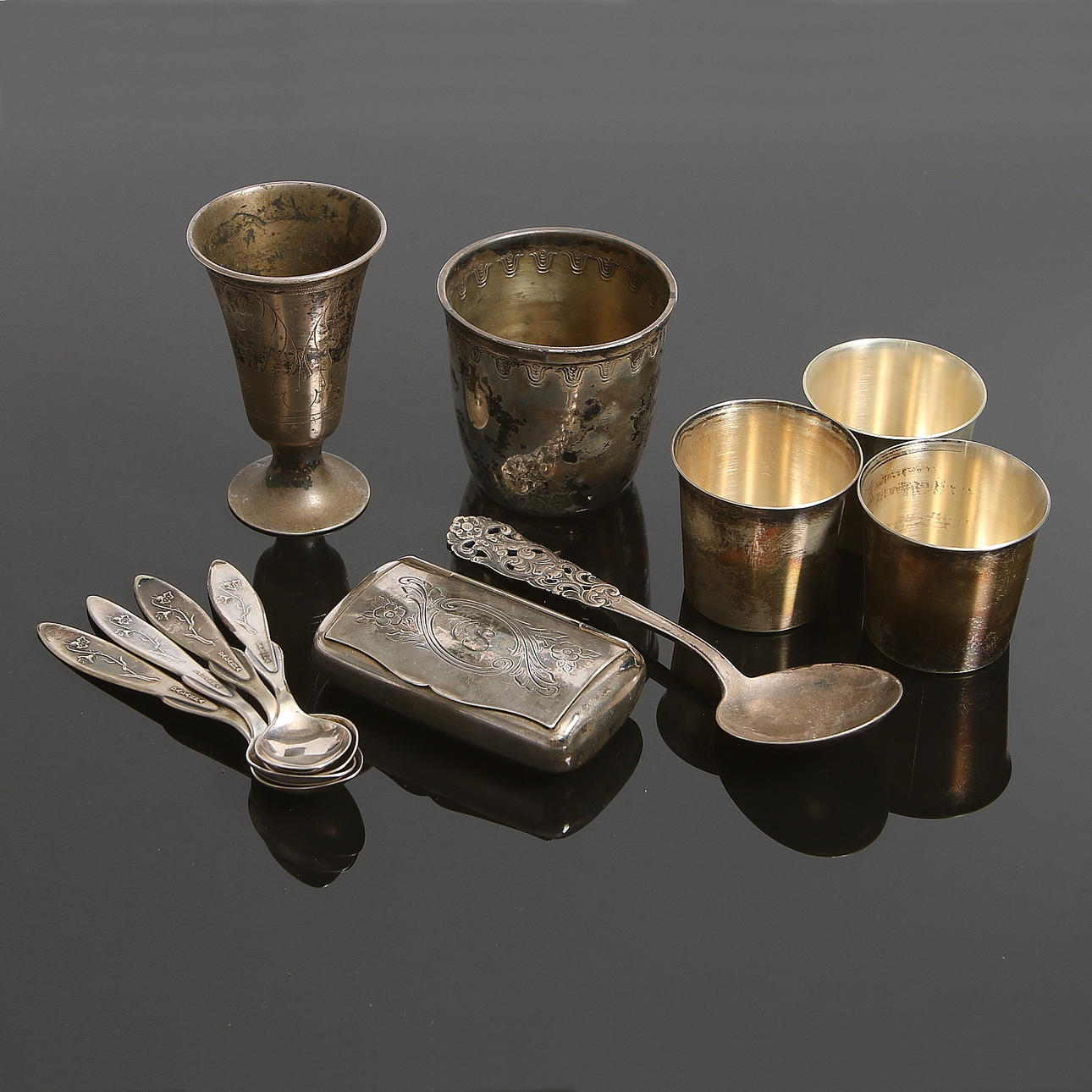 PARTI SILVER, 11 delar, 1960-tal. Totalvikt 310 gram.