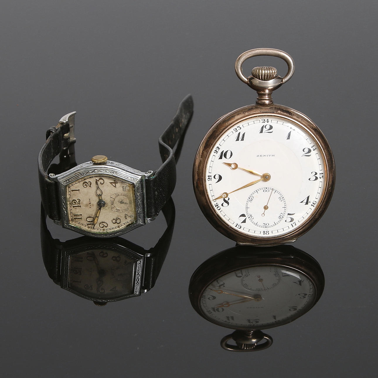 ARMBANDSUR, Elgin, samt FICKUR, Boliden Silver, Zenith. 1900-talets första del.