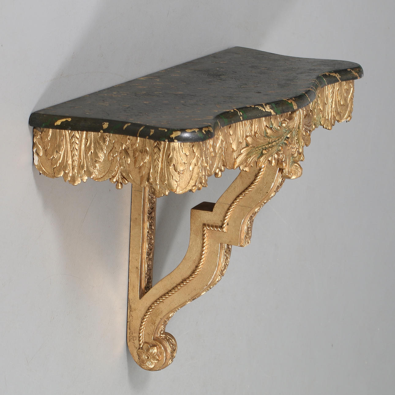 CONSOLE TABLE, gilded and painted wood, rococo style. 18 / 1900s.