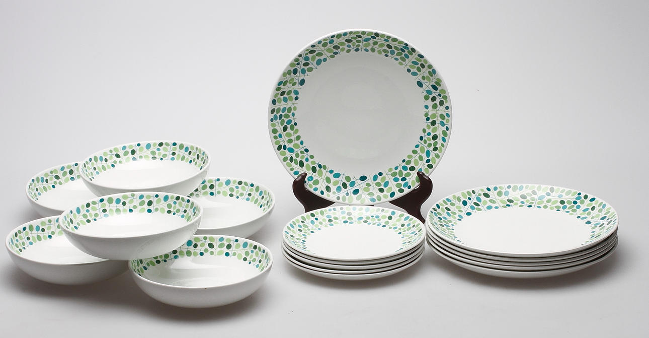 SERVISPORSLIN, 17 delar, "Odon", Stig Lindberg, Gustavsberg.