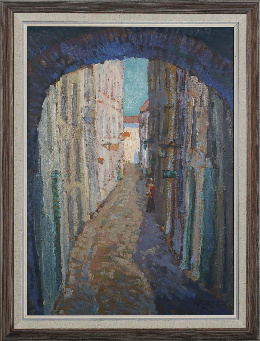 TAVLA, Venedig, olja på pannå, signerad Ed Ryff.