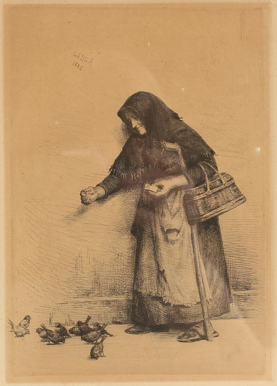 CARL BLOCH. Radering, signeret 1886 i tryk.