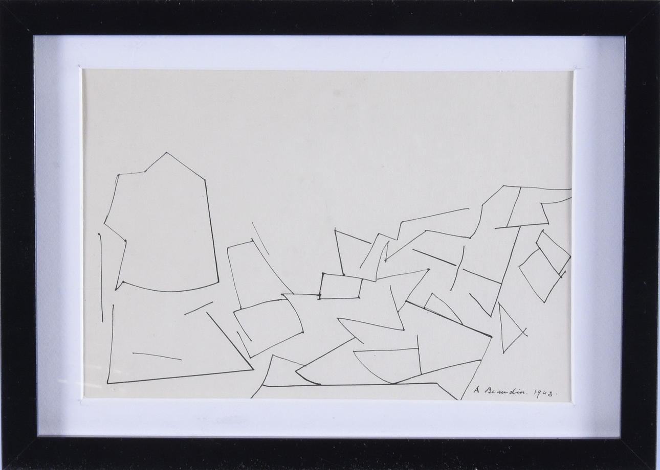 ANDRÉ BEAUDIN. Tuschteckning.