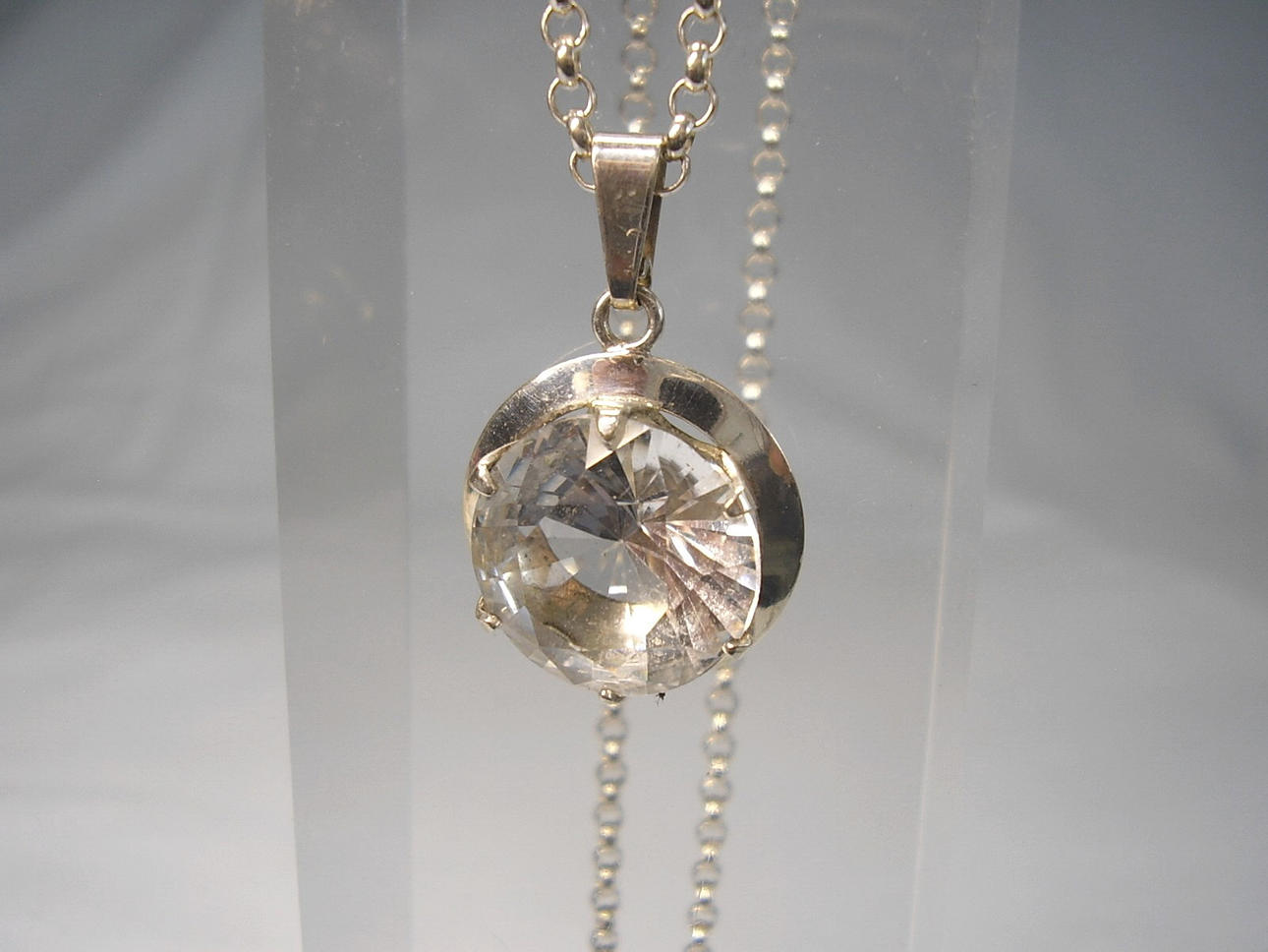 BERGKRISTALL ANHÄNGER SILBER 925 mit KETTE.