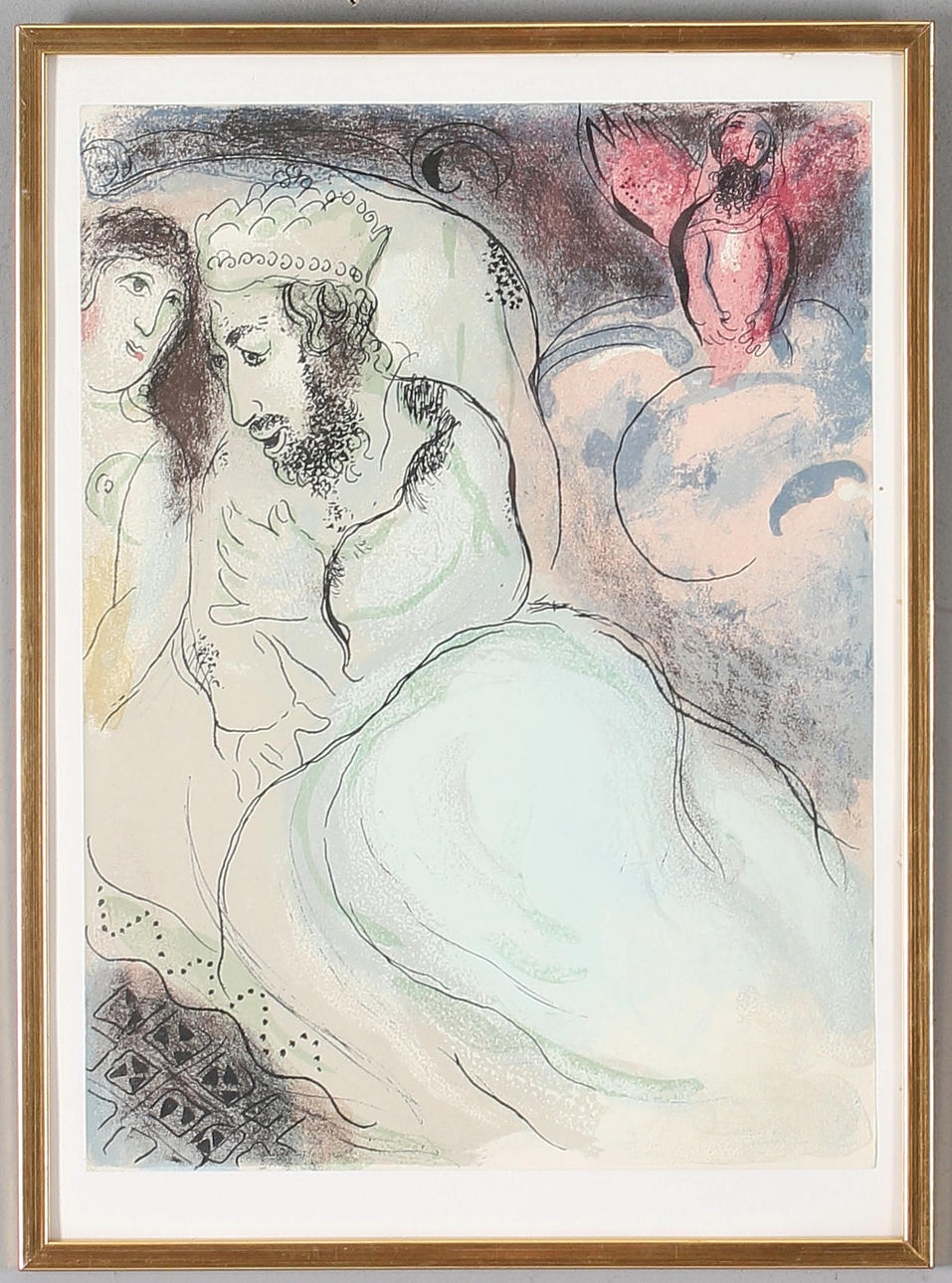 MARC CHAGALL. EFTER. "Sara och Abimelech, " litografi, osignerad.