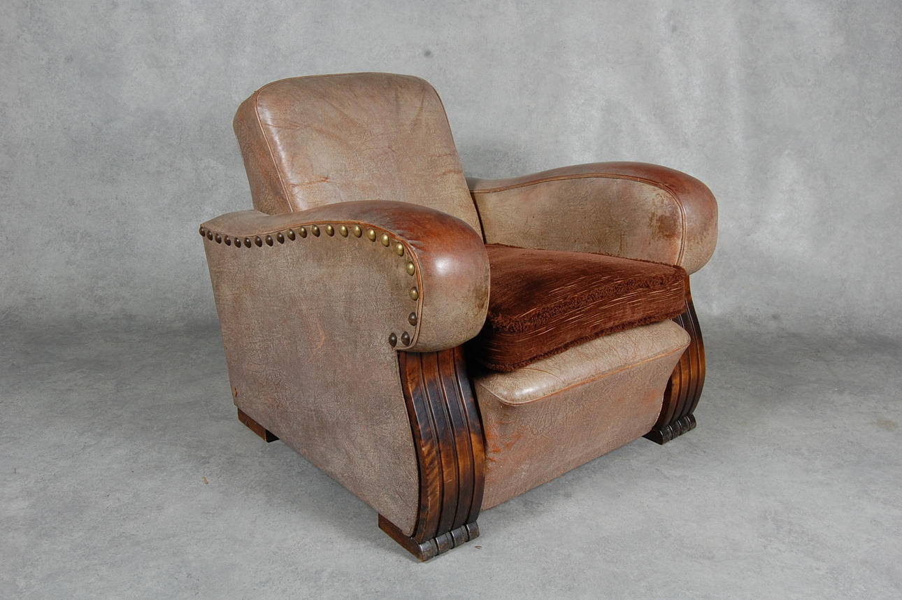 FÅTÖLJER, 1 par, skinn, Art deco, 1920-tal.