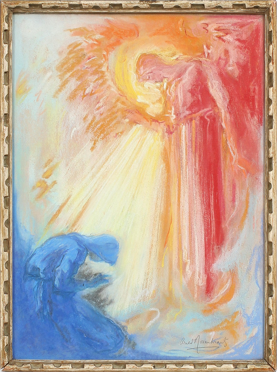 ARILD ROSENKRANTZ. "The Message". Pastell, signerad Arild Rosenkrantz.