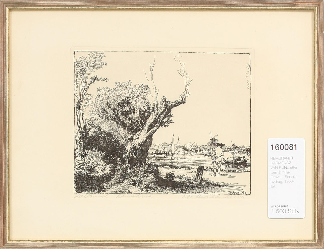 REMBRANDT HARMENSZ VAN RIJN. efter torrnål "The Omval". Senare avdrag, 1900-tal.