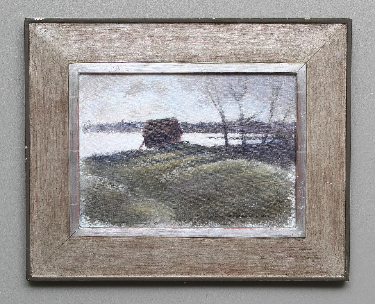 ULF ABRAHAMSSON. Stuga och träd. Olja på duk. Signerad.