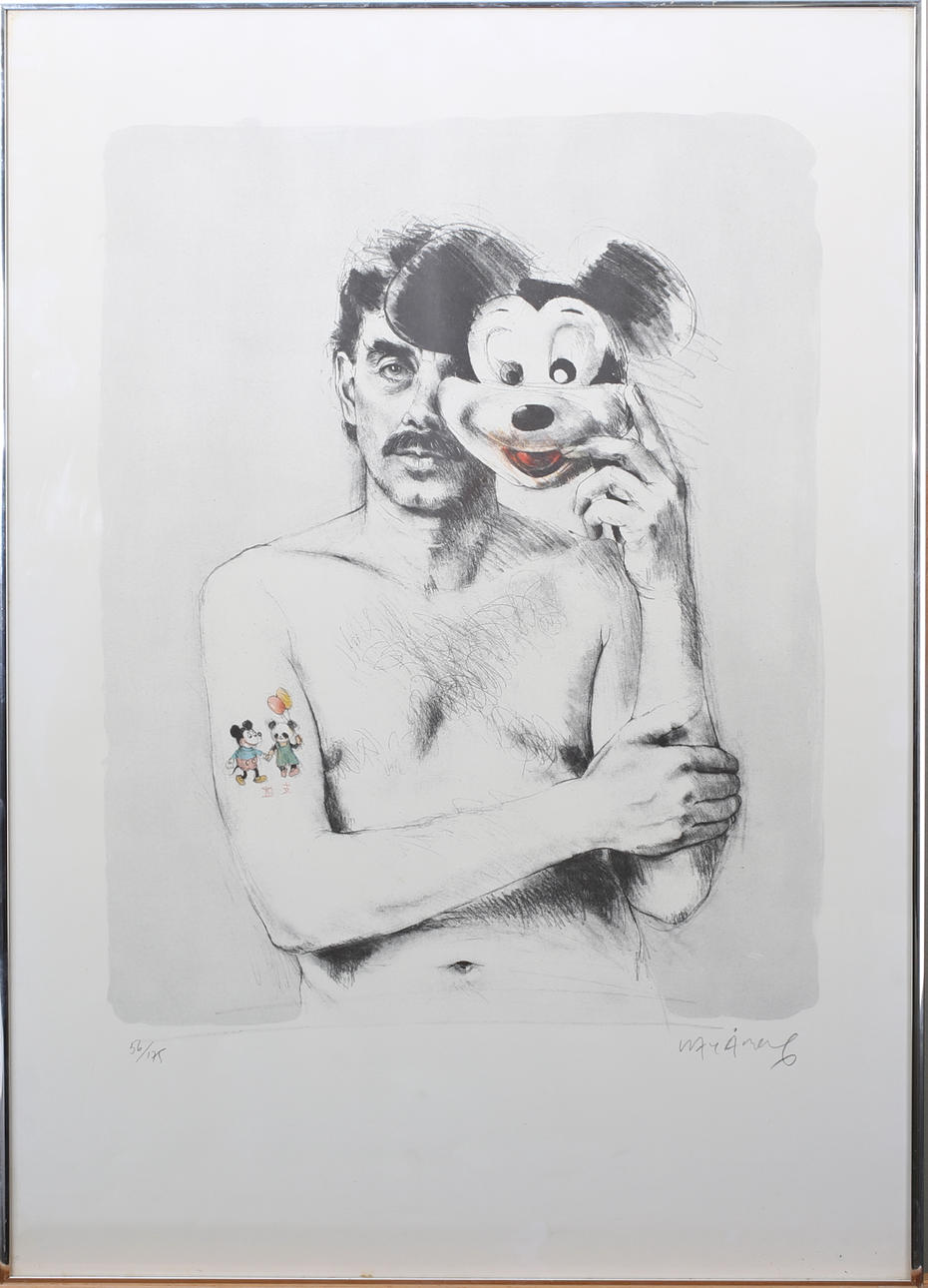 LARS ÅBERG. Självporträtt, färglitografi, signerad och numrerad 56/175.