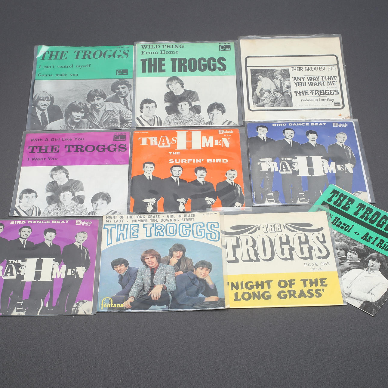 SINGLAR / EP, 9 st, "The Troggs" samt "The Trashmen".