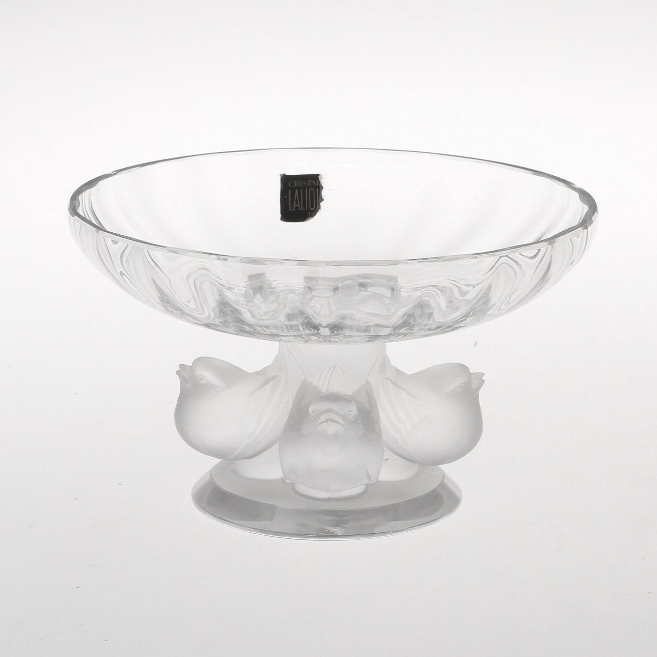 SKÅL PÅ FOT, gjuten glasmassa. Lalique, Frankrike.