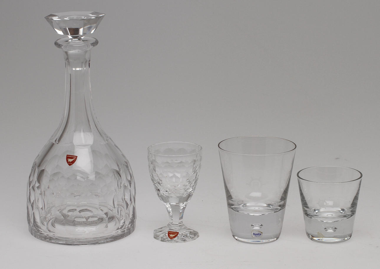 PARTI GLAS, 20 delar, bland annat sherryglas med karaff Orrefors.