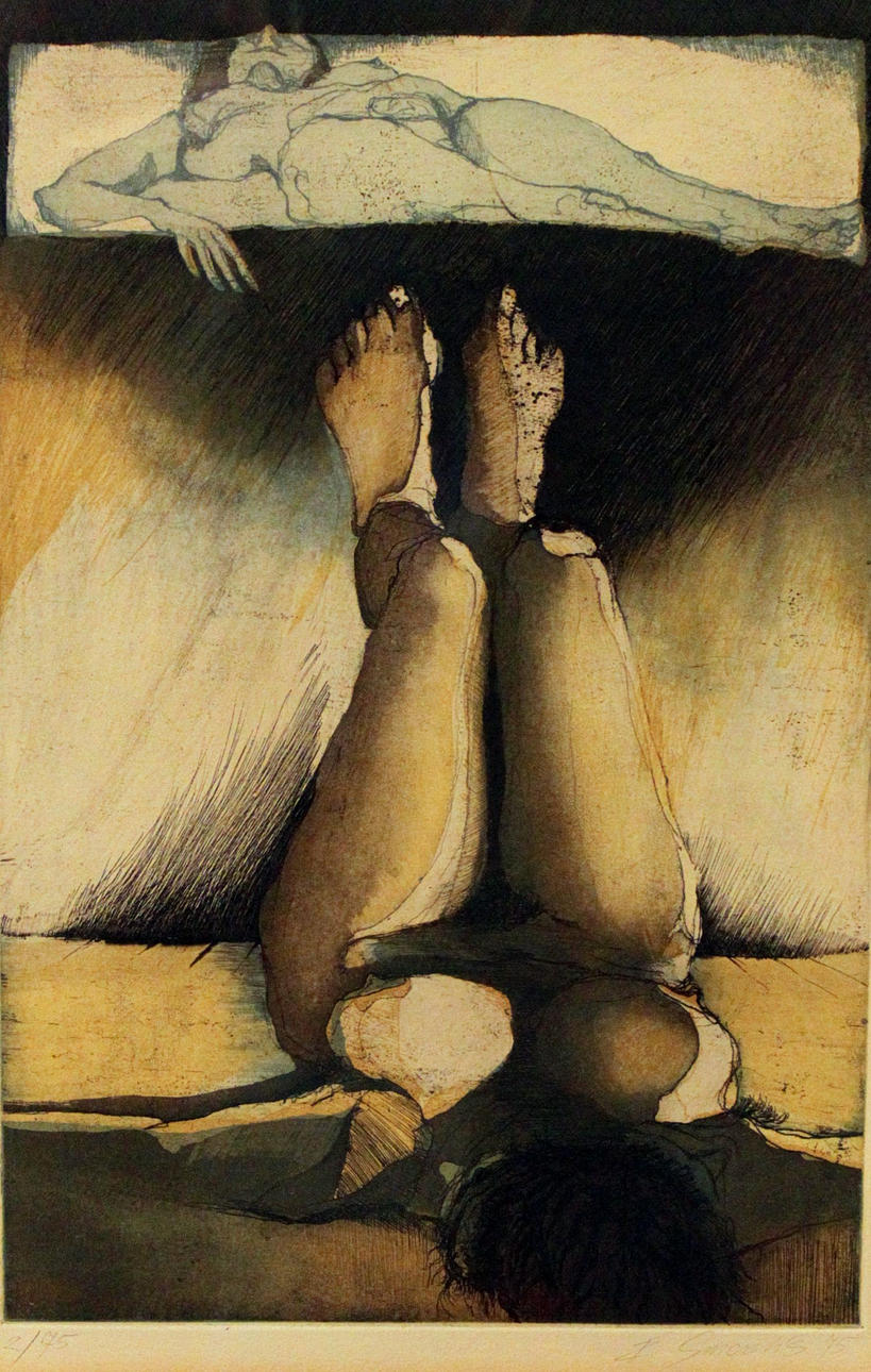 ERICH SMODICS. färgat etsning.