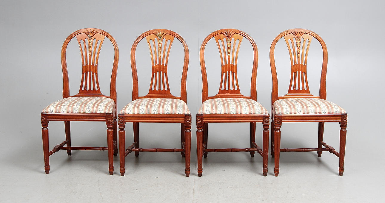 MATSALSSTOLAR, 4 st, "Axet", gustaviansk-stil, 1900-talets andra hälft.