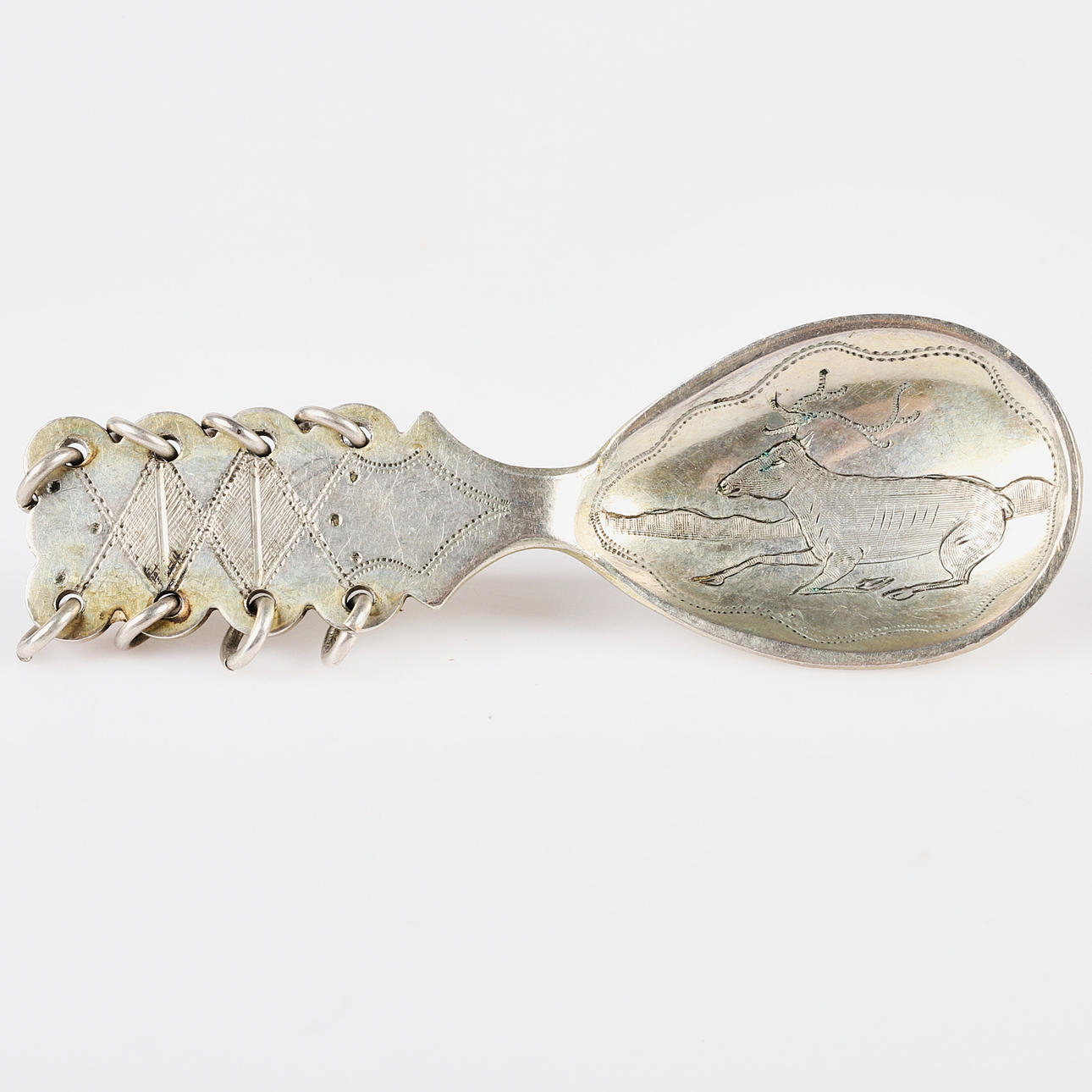 BROCHE, samisk arbejde, sølv, Eric Lindbäck, Nederkalix, 1950.