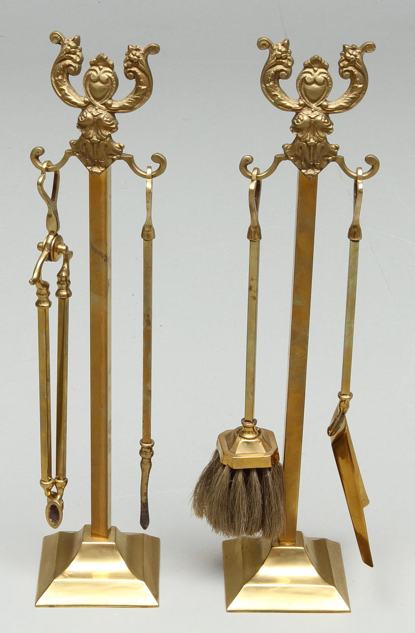 BRASSTÄLL, 6 delar, mässing, 1900-tal.