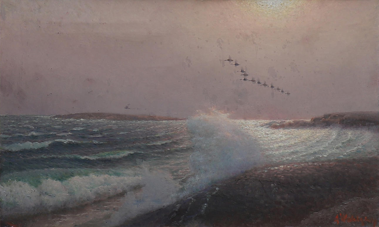 ANDERS WAHLGREN, "EVENING MOOD" signed oil on canvas.