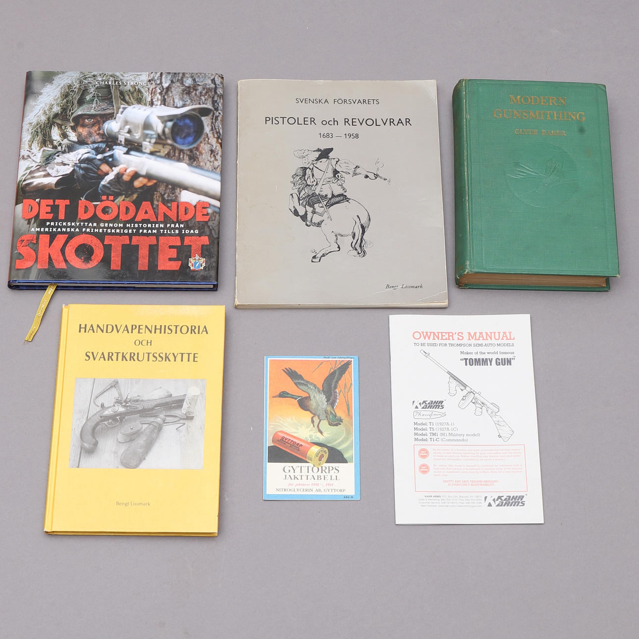 BÖCKER & HÄFTEN, 6 st, vapen och jakt.