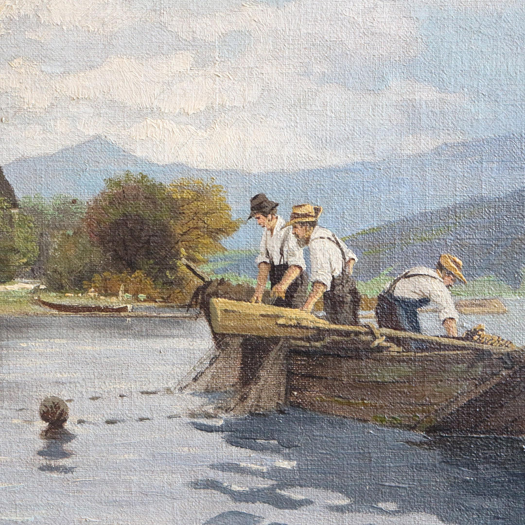 ÖLGEMÄLDE FISCHER AM TEGERNSEE.