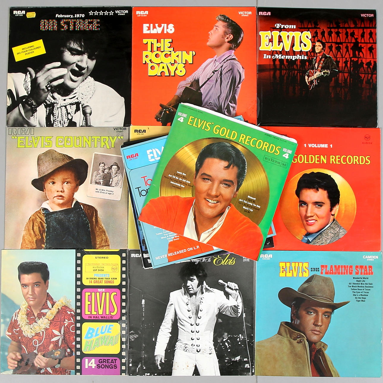 PARTI LP SKIVOR, 15 st, Elvis Presley. 1900-talets andra hälft.