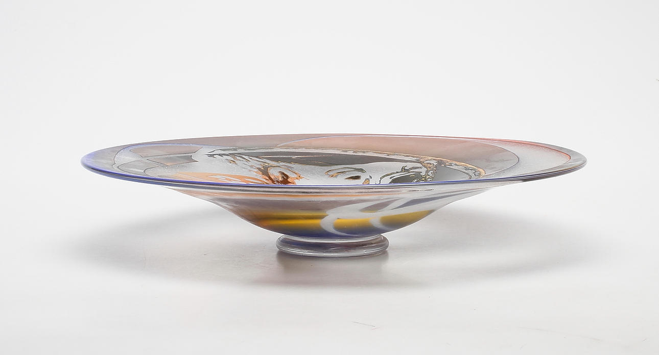 SKÅLFAT, glas, Sjöhyttan, Ulf Johansson, Gravyr & Design, Jim Johnsson, unik, signerad.