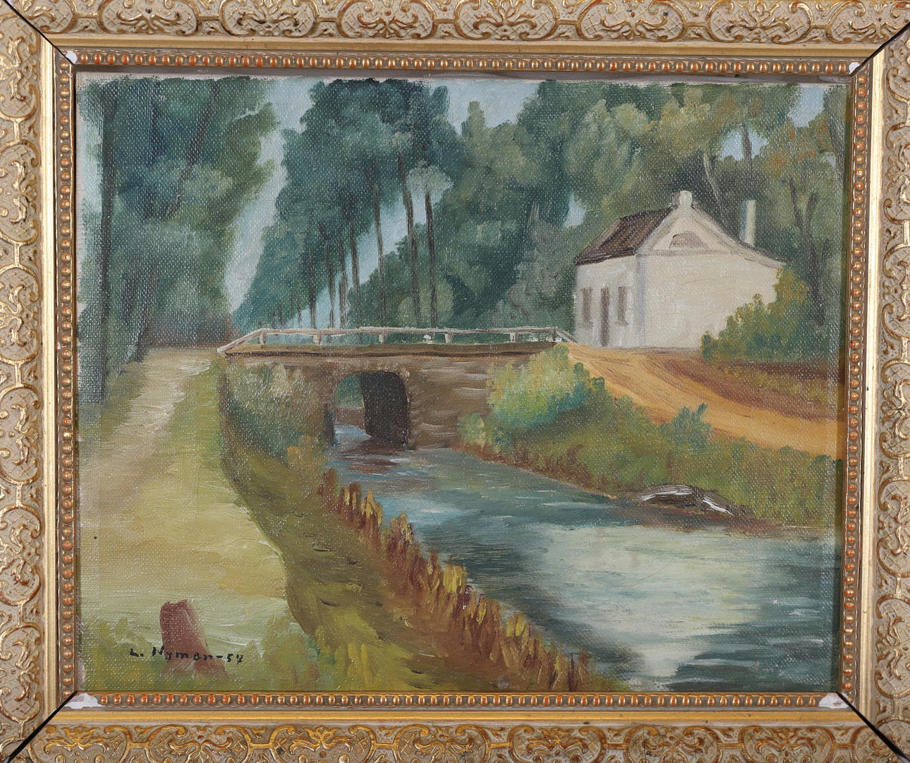 OIDENTIFIERAD KONSTNÄR. Oil on canvas, signed L. Nyman and dated -54.