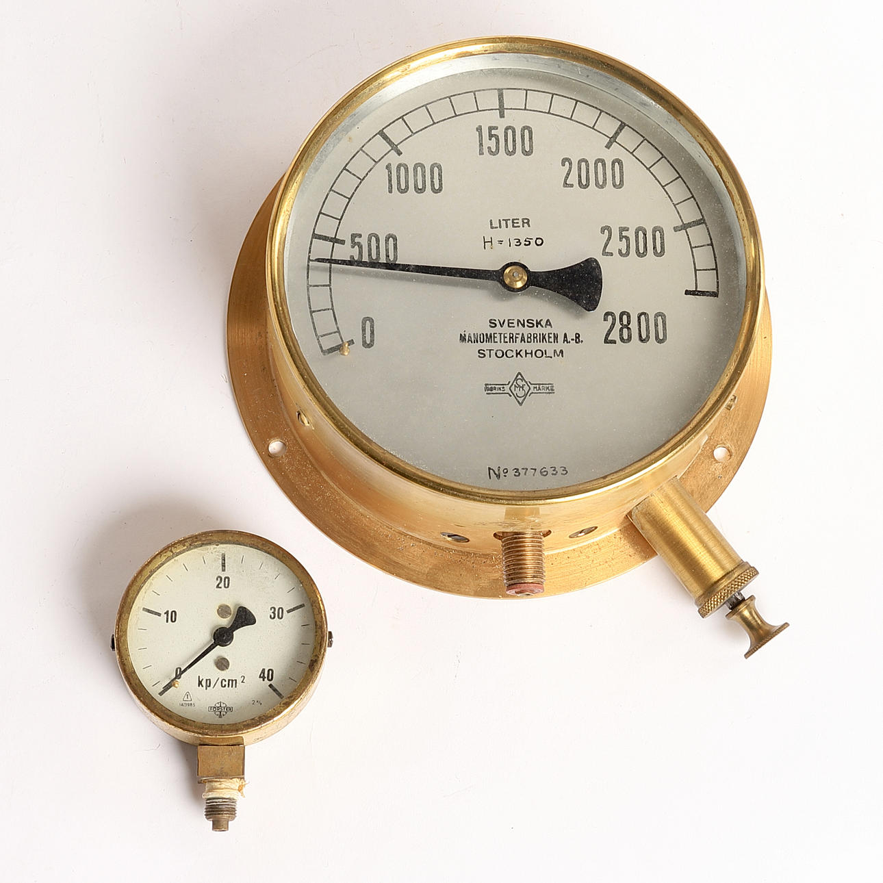 TRYCKMÄTTARE, 2 st., 1900-tal, mässing.