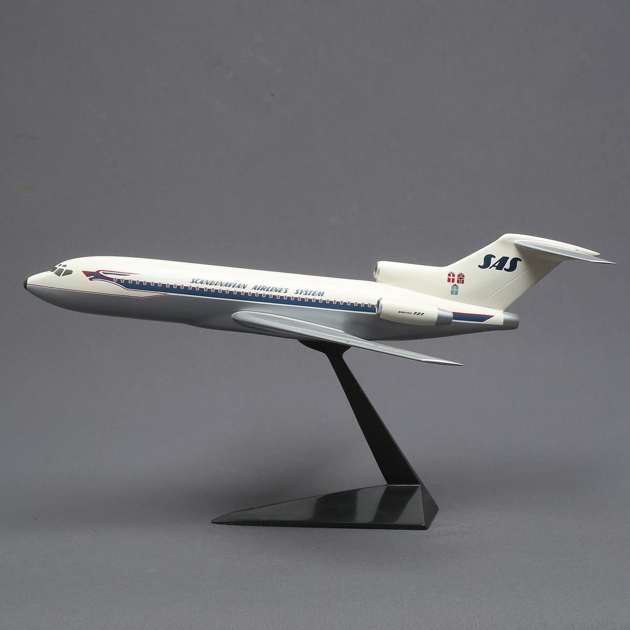 SAS. Modellflugzeug, Metall, Boeing 727.