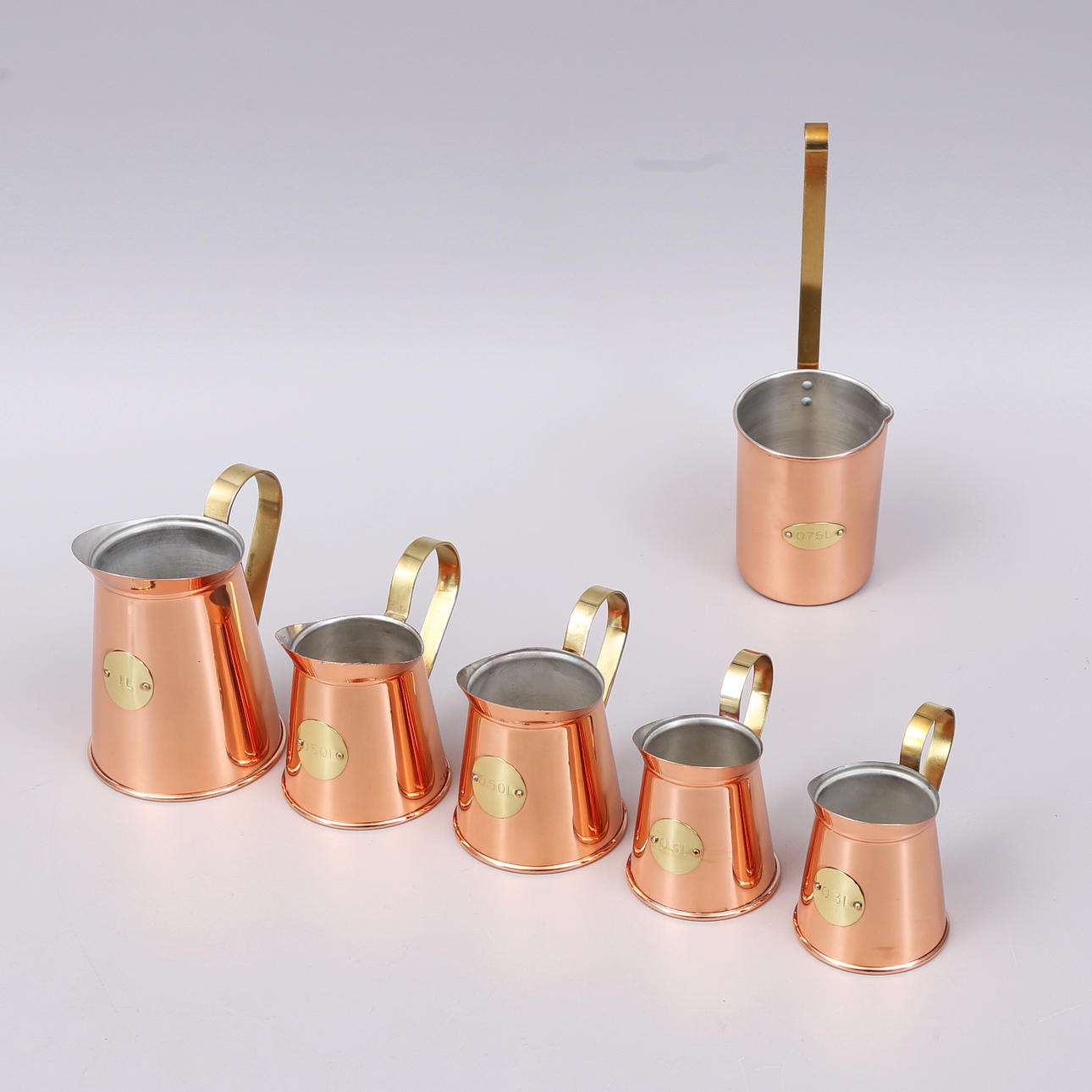 MÅTTKANNOR, 6 st, koppar, Krögarhuset, Sverige.