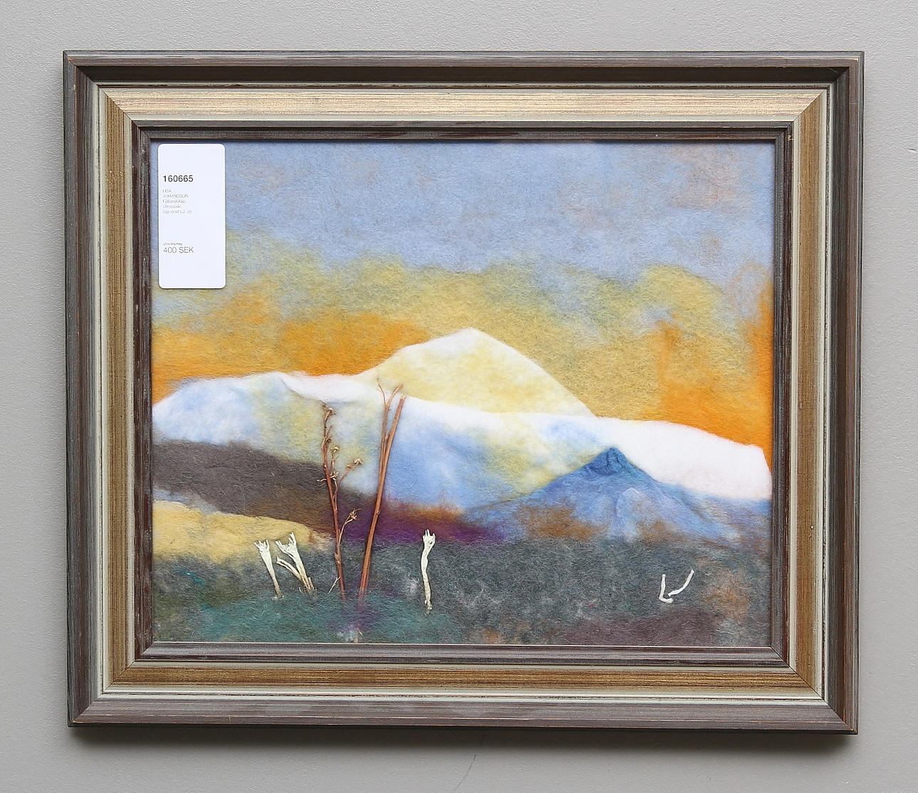 LISA JOHANSSON. Fjällandskap. Ullmosaik. Signerad LJ.