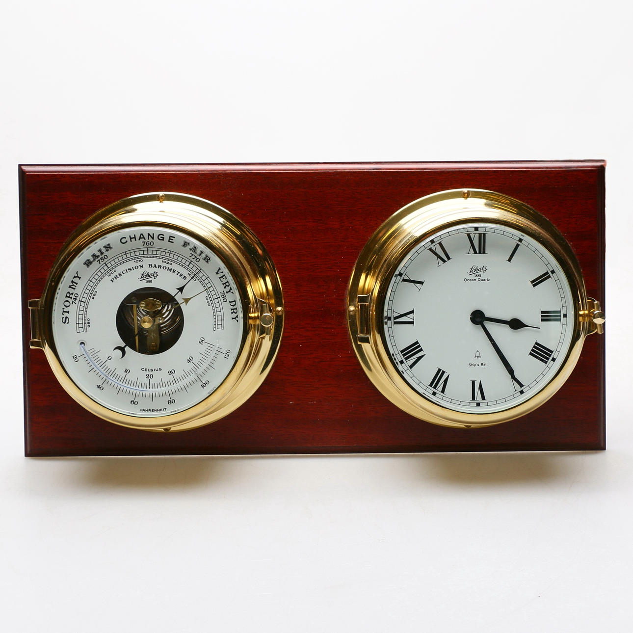 SKEPPSKLOCKA OCH BAROMETER, Schatz, mässing.