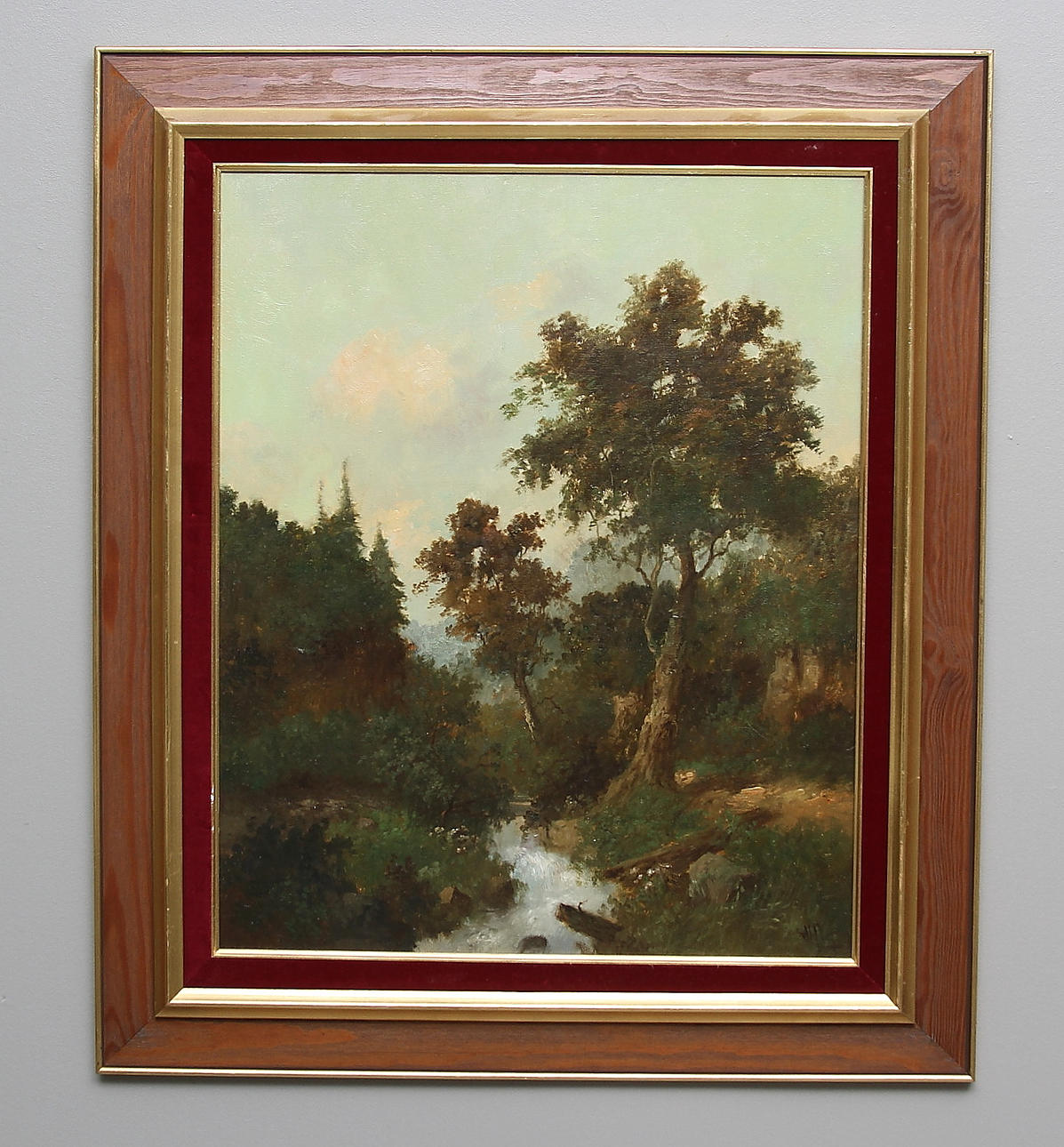 HOLLÄNDSK KONSTNÄR. Skogslandskap med bäck. Olja på duk. Signerad Weger. 1900-tal.