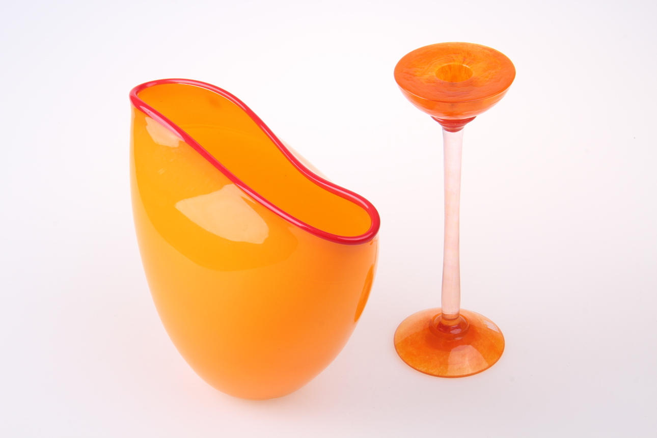 VAS, samt ljusstake, Prunille Bulow, Kampelokken, Bornholm.