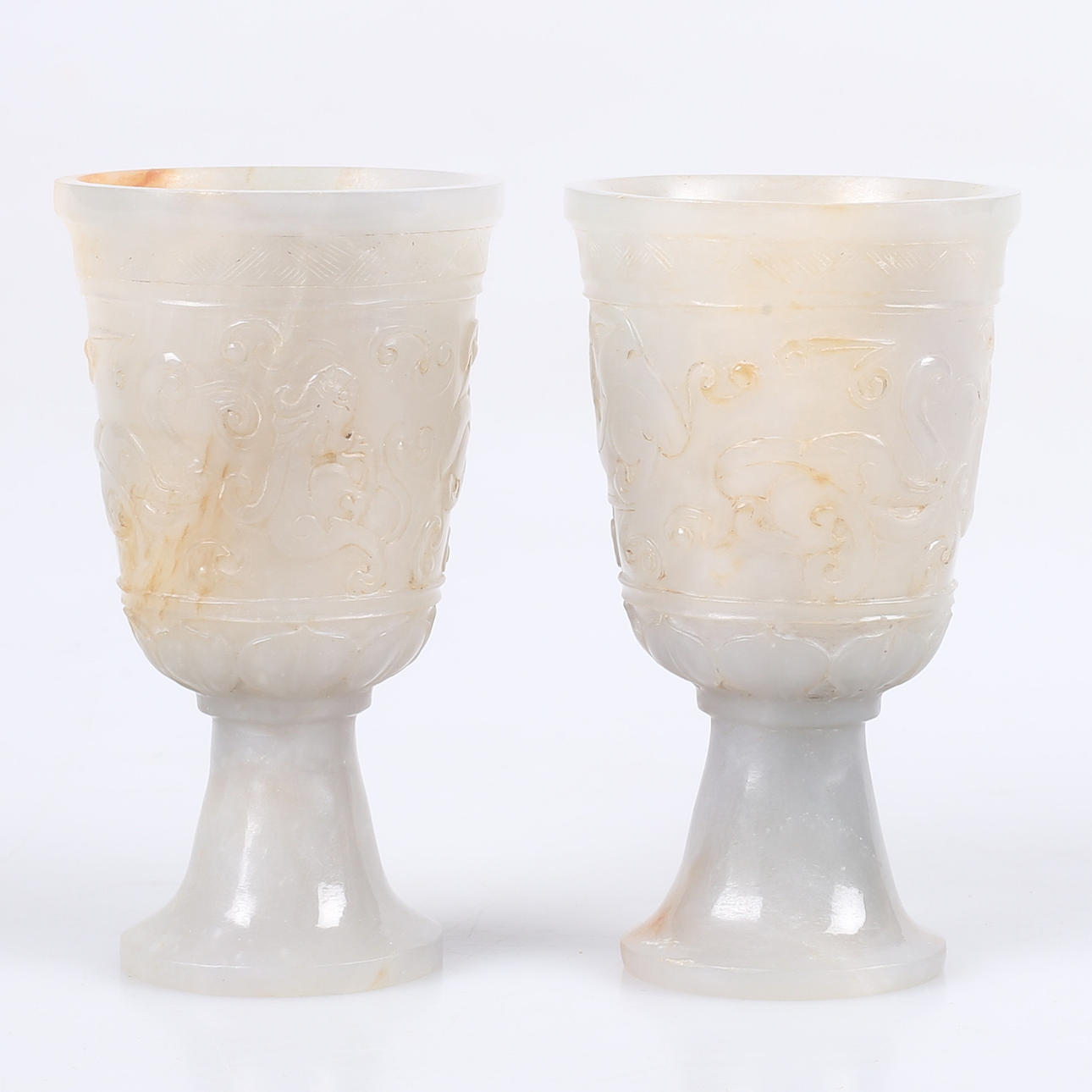 STEMCUPS, a pair, jade, Qing Dynasty, China.