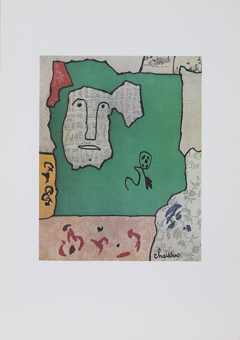 GASTON CHAISSAC. EFTER. Komposition med ansikte, tryck litografiskt papper.