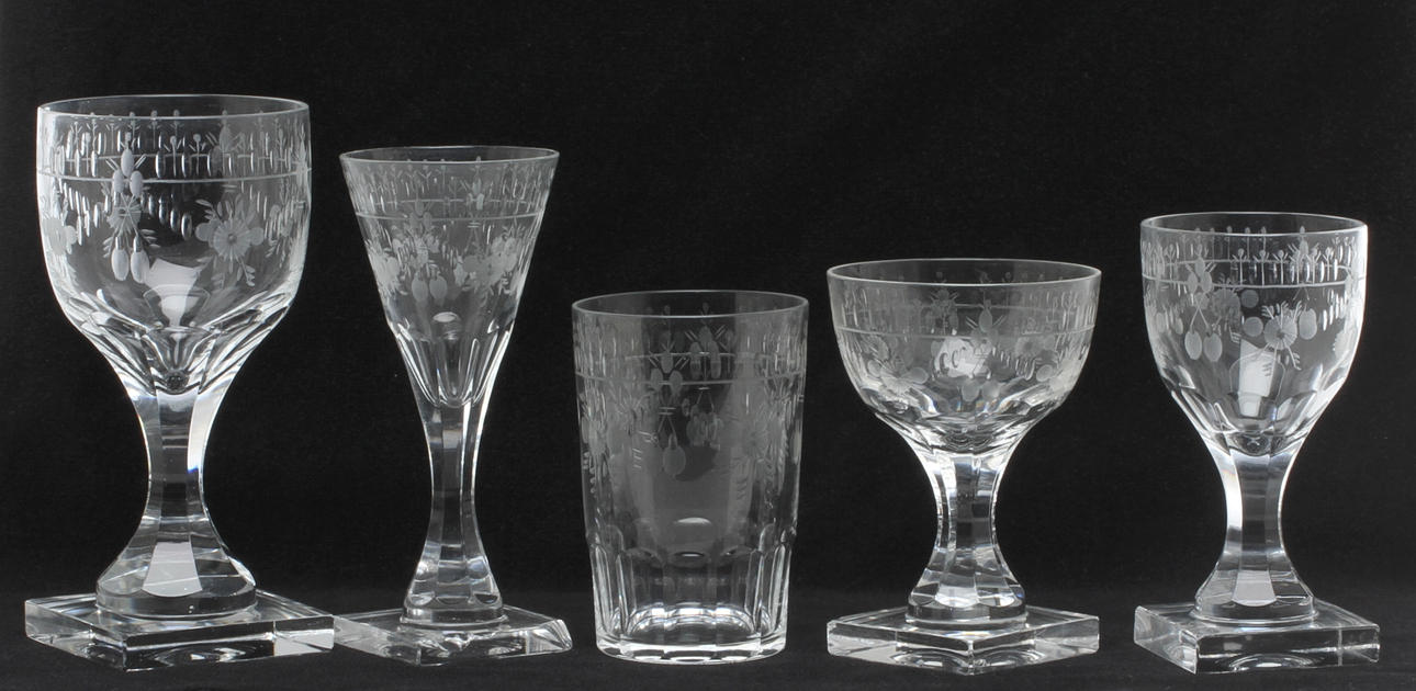 GLASSERVISDELAR, 22 delar, glas, Flach, Elis Berg, Kosta.