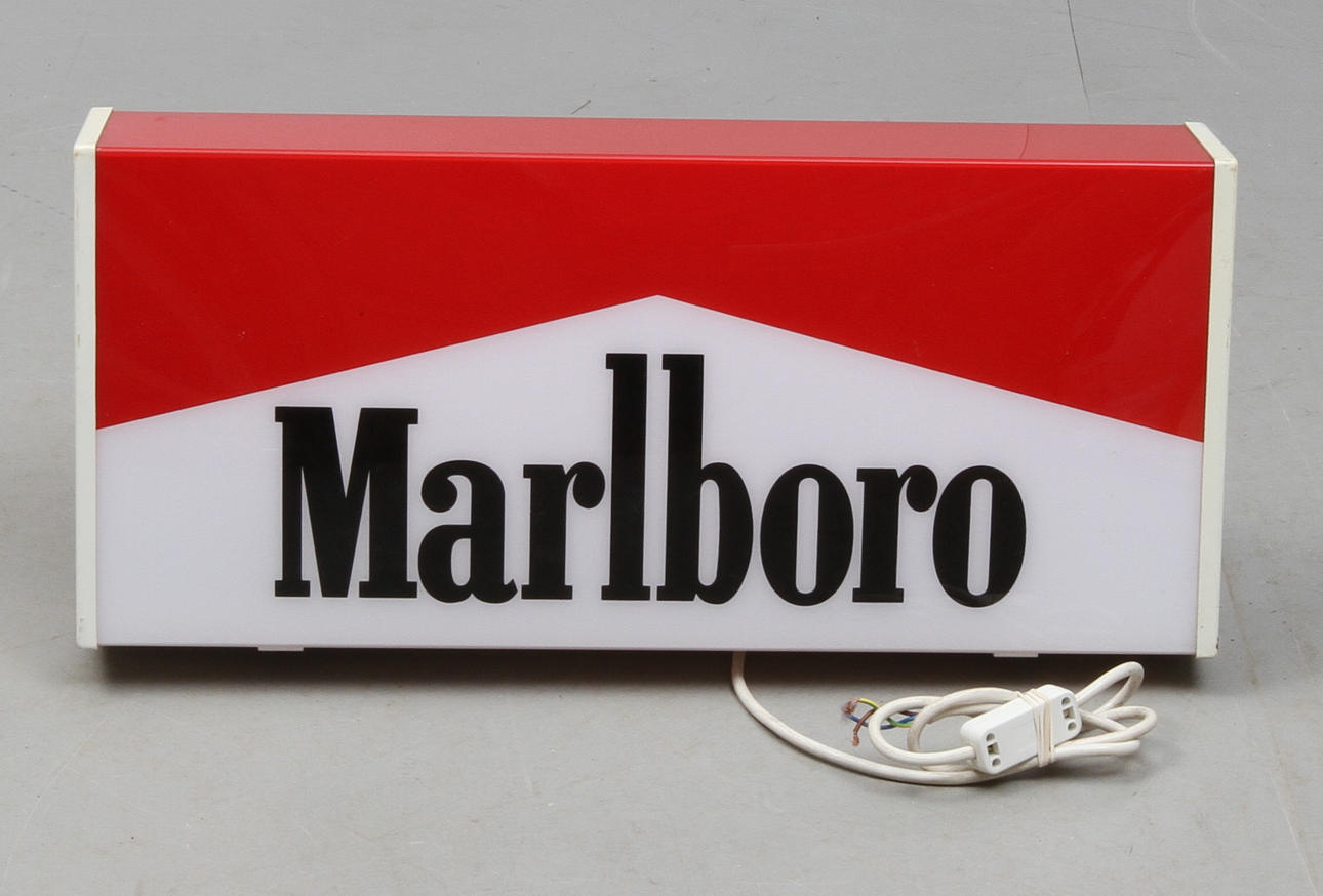 REKLAMSKYLT, Marlboro, med belysning, 1900/2000-tal.