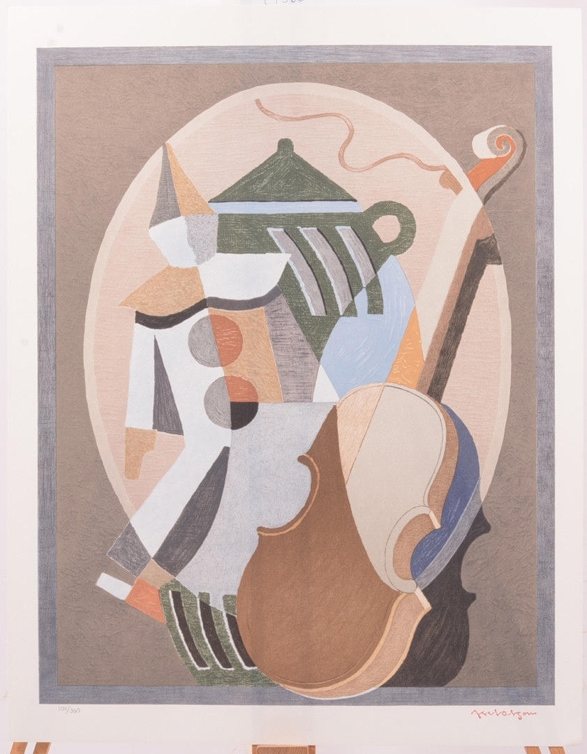AXEL OLSON. Jug, Fiddle & the Old Man. Lithograph.