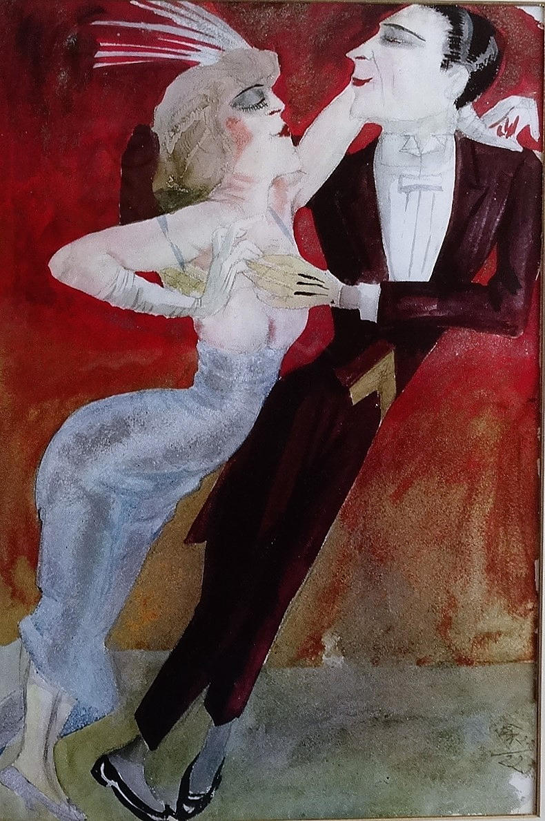 OTTO DIX. Kunstdruck: Modernes Tanzpaar.
