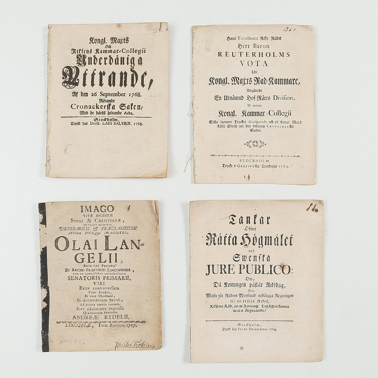 KLEINE SCHRIFTEN, 4 Stk., 18. Jahrhundert.