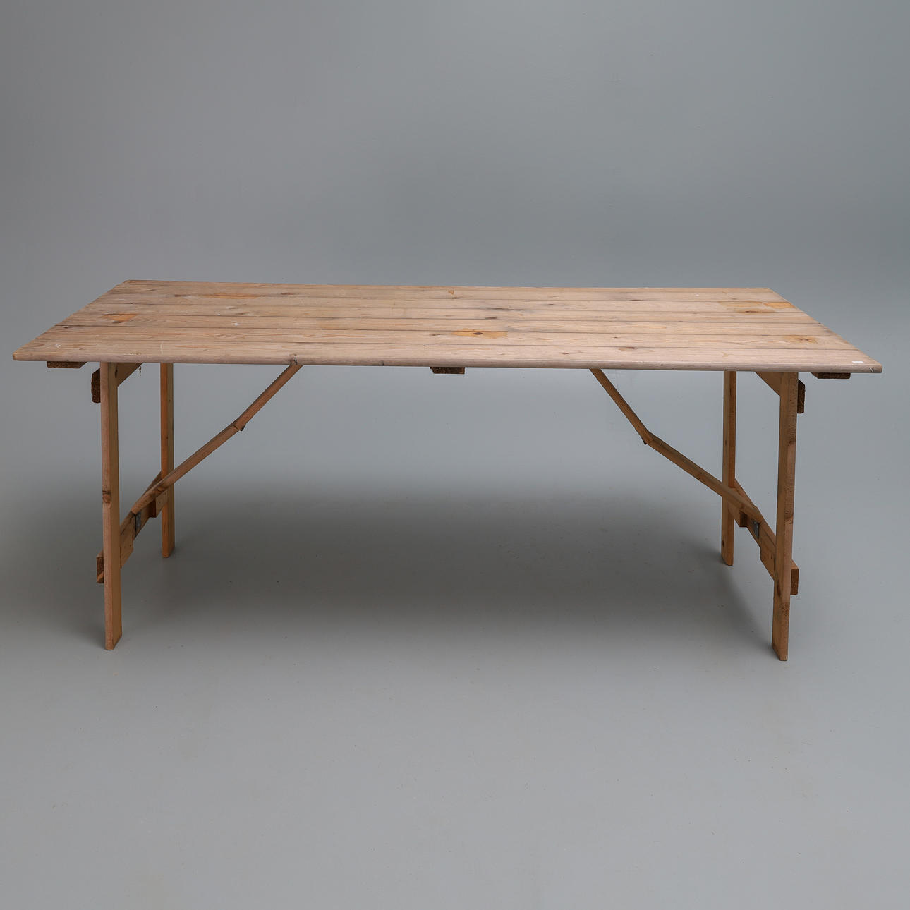 THREE PINE TRESTLE TABLES.