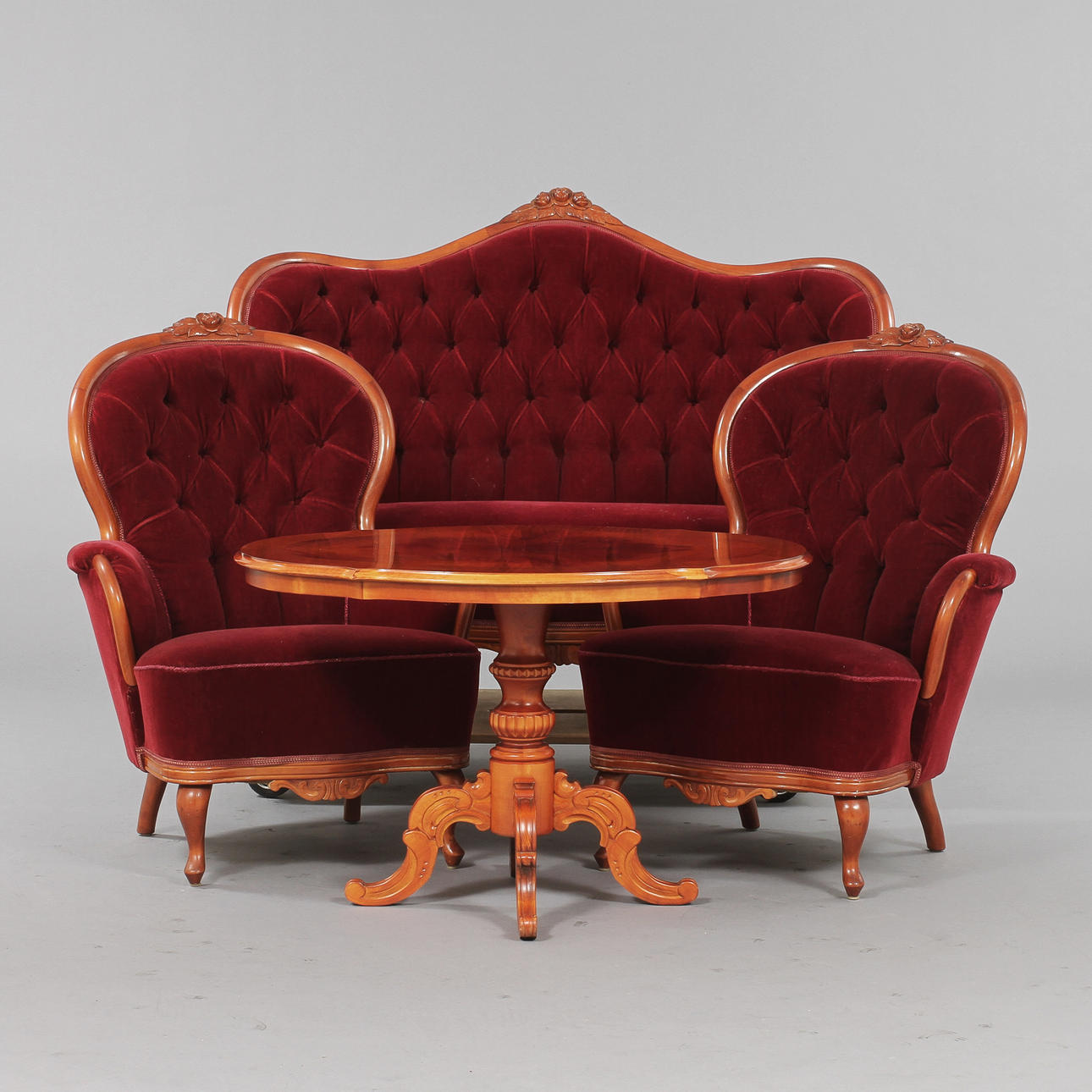 SALONGSMÖBEL, 4 delar, rokokostil, 1900-tal.