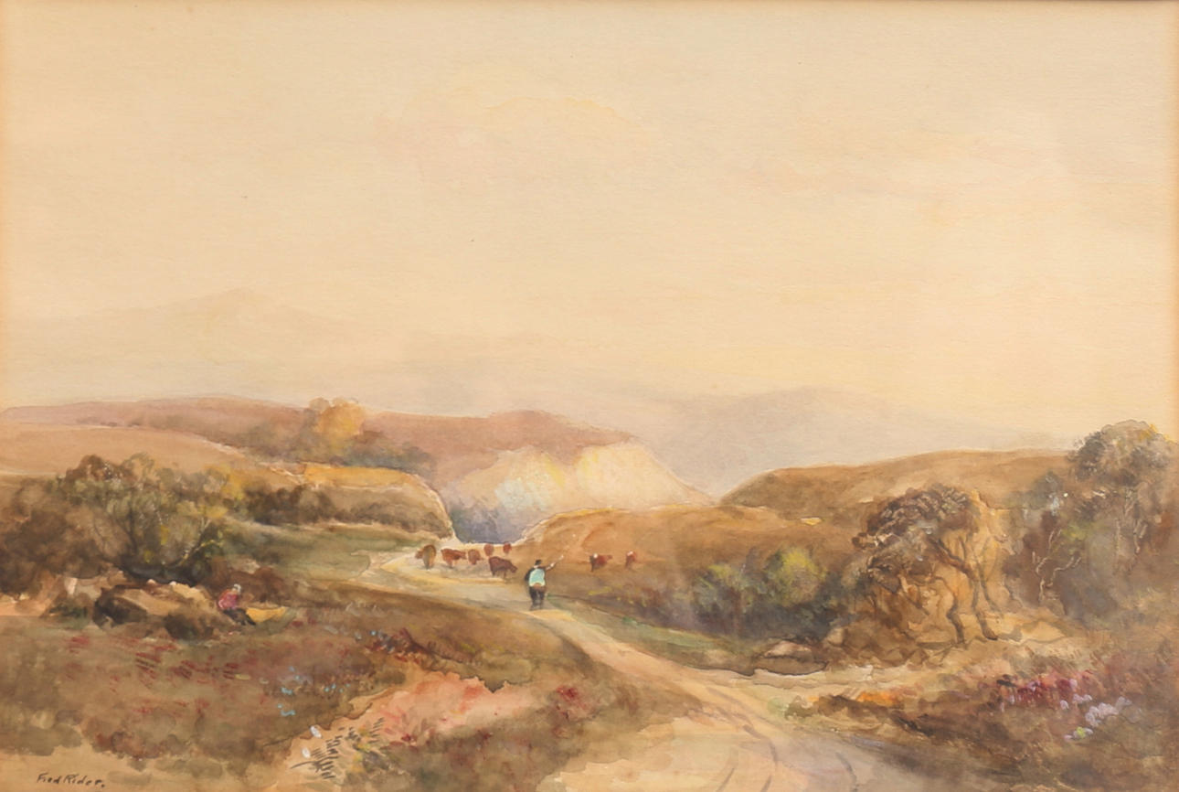 FRED RIDER. Mountain landscape. Watercolor, signed.