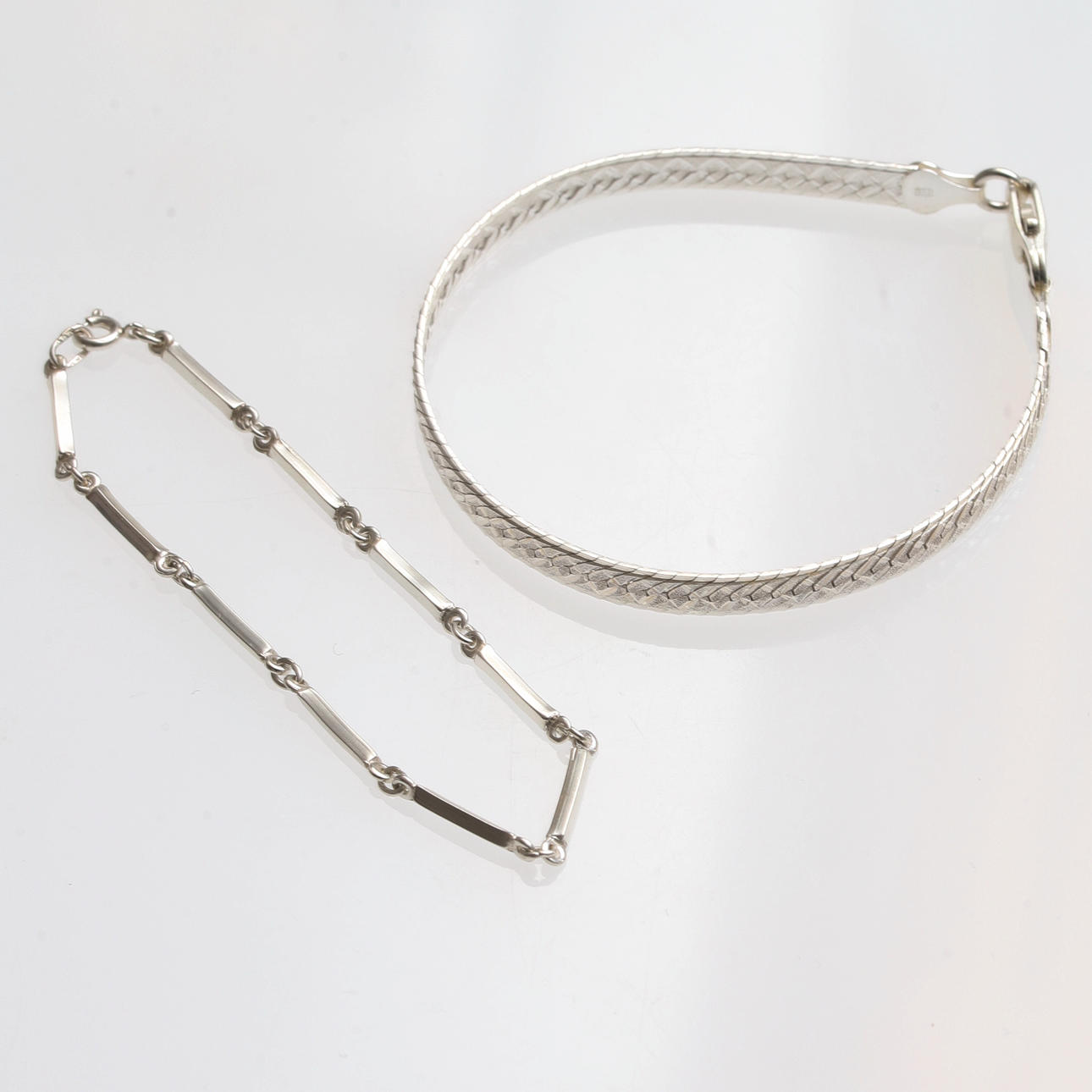 BRACELET, 2 pcs, silver, CCC, i.a. Staff link.