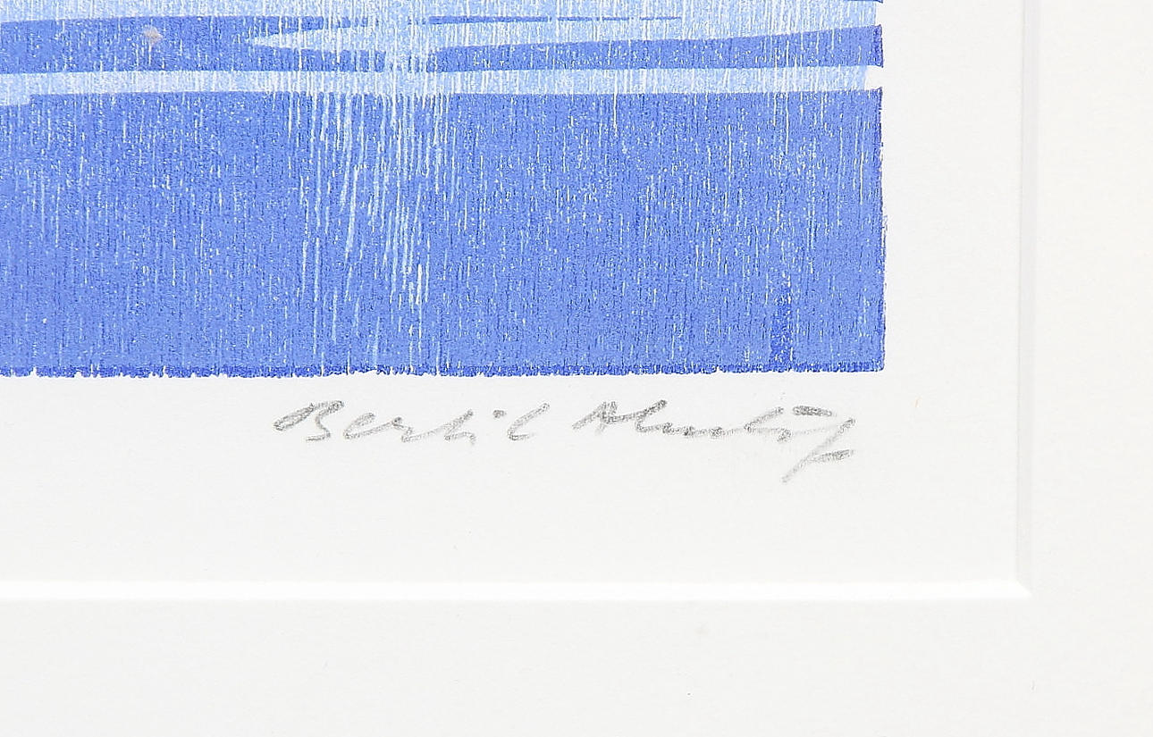 BERTIL ALMLÖF. "Segel på sjön". Färgträsnitt. Signerad och numrerad 40/50.