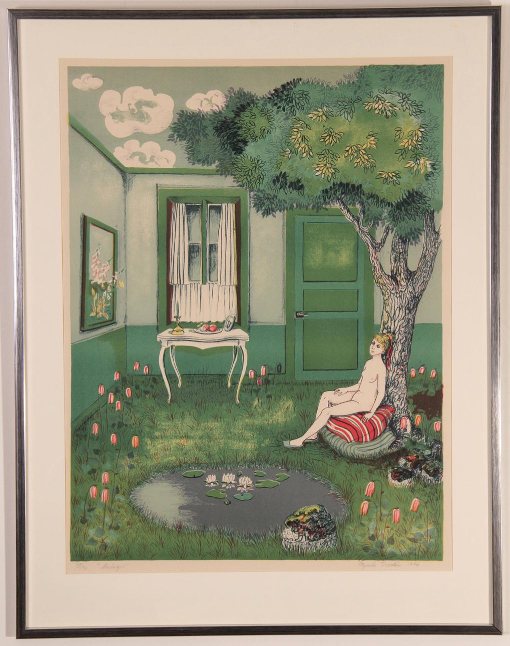 AGNETA SWIDÉN. Litografi, "Nostalgic", signerad och numrerad, 1976.