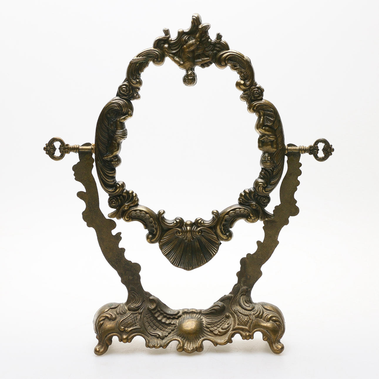 MARCO DE ESPEJO, latón, estilo rococó, siglo XX.